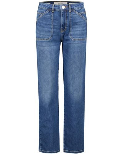 Goldgarn Pocket-Jeans Jeanshose Q 5 Straight (1-tlg) - Blau
