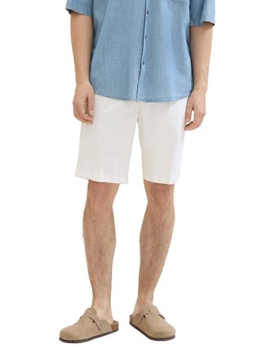 Tom Tailor Stoffhose regular linen shorts - Blau