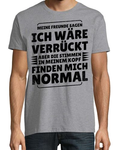 Youth Designz Print- Verrückt Normal T-Shirt mit lustigen Spruch - Grau