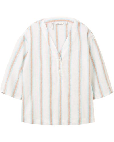 Tom Tailor Blusentop linen mix blouse tunic - Weiß