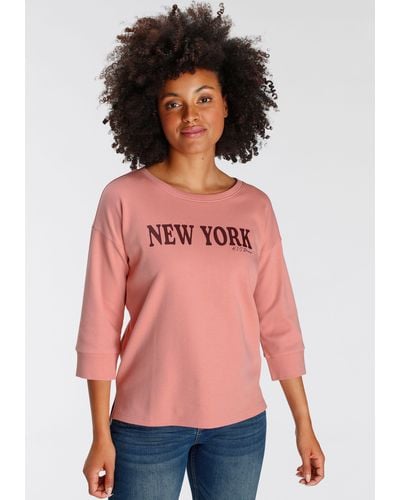 H.i.s. 3/4-Arm-Shirt mit New-York Print vorne - Pink
