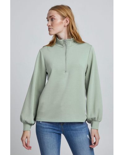 B.Young Sweater BYPUSTI HALFZIP -20811037 Sweatshirt mit Reißverschluss und Stehkragen - Grün