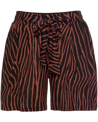 Lascana Strandshorts mit weitem Bein und Bindegürtel, Zebradruck, kurze Hose - Rot