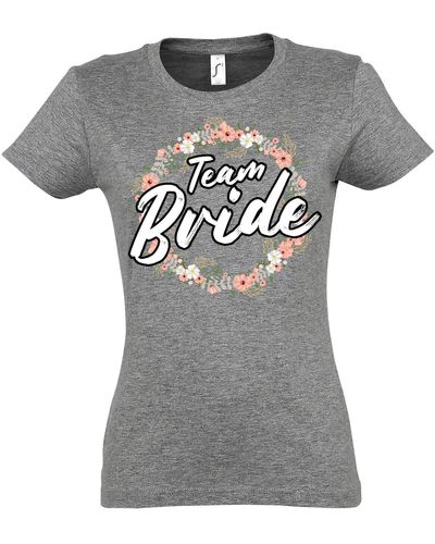 Youth Designz T- Bride Team Braut JGA Shirt mit lustigem Hochzeit Spruch Print - Grau
