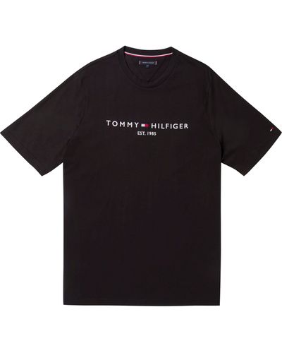 Tommy Hilfiger Big & Tall T-Shirt BT- LOGO TEE-B mit Tommy Hilfiger Logoschriftzug auf der Brust - Schwarz