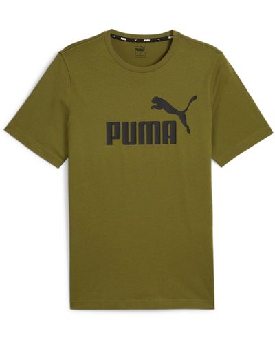 PUMA T-Shirt - ESS Logo Tee, Rundhals - Grün