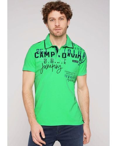Camp David Poloshirt mit Tapes auf den Schultern - Grün