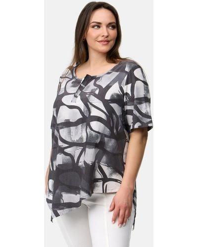 Kekoo Shirtbluse Tunika aus weichem Viskose-Stretch 'Nevia' - Grau