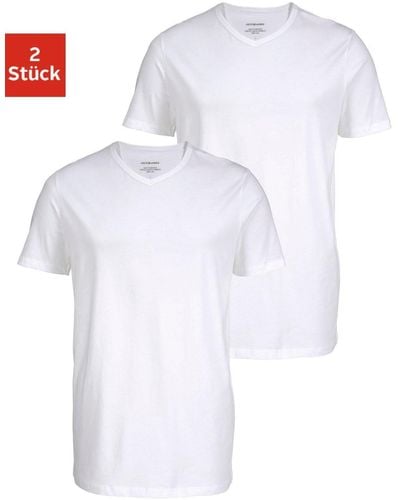 Jack & Jones T-Shirt V-Neck (2er-Pack) - Weiß