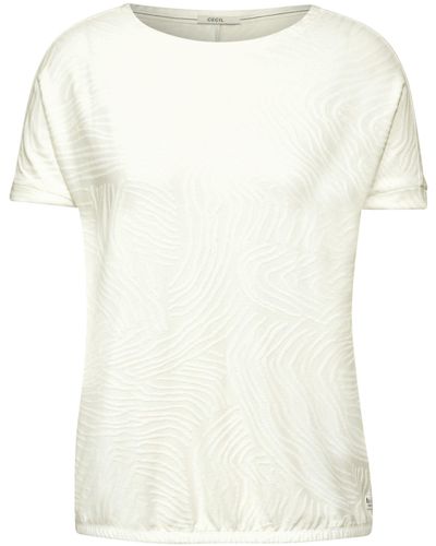 Cecil Kurzarmshirt Light Jacquard Shirt - Weiß