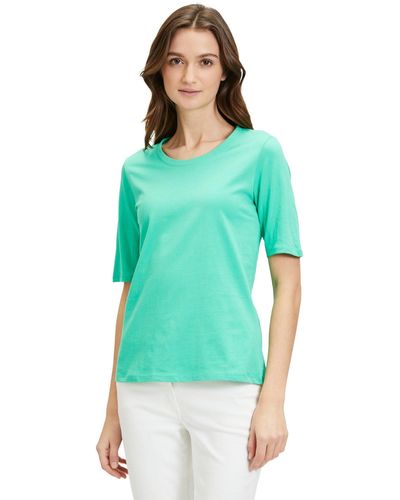 Betty Barclay T-Shirt mit Rundhalsausschnitt (1-tlg) Rippbündchen - Grün