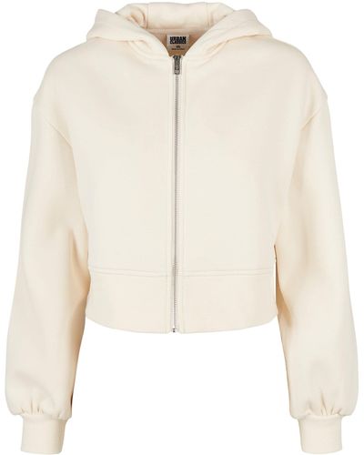 Urban Classics Sweatjacke Ladies Short Oversized Zip Jacket (1-tlg) - Natur