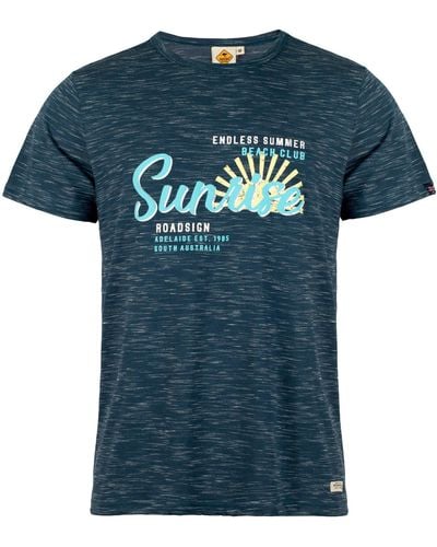 ROADSIGN australia T-Shirt Sunrise (1-tlg) mit inspirierendem Print und stilvoller melierter Optik - Blau