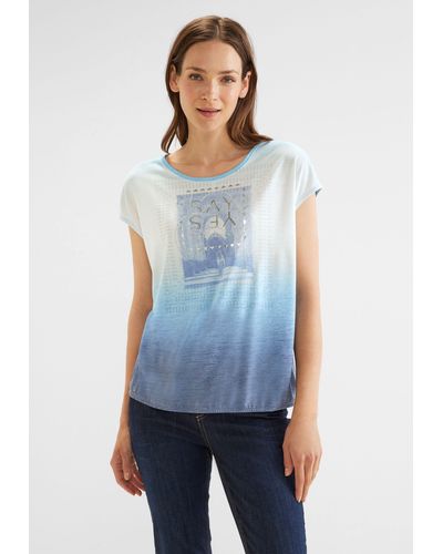 Street One T-Shirt mit Rundhalsausschnitt - Blau