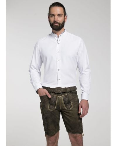 Spieth & Wensky Trachtenhemd Berko mit trendigen Kontrastbesätzen - Weiß
