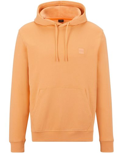 BOSS Kapuzensweatshirt Hoodie aus French-Terry-Baumwolle (1-tlg) - Orange
