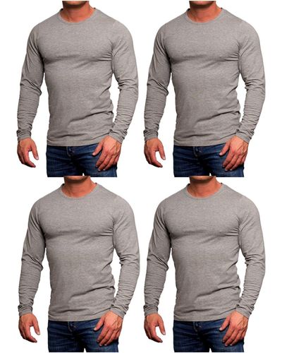 Jack & Jones Langarmshirt (4er-Pack) Basic Shirts mit Rundhalsausschnitt - Grau