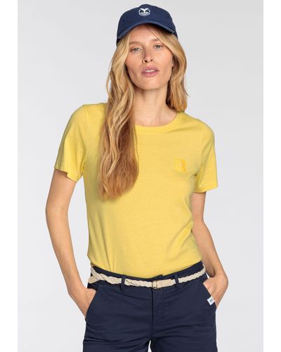 Delmao T-Shirt mit kleinem dekorativen Label auf der Brust - Gelb