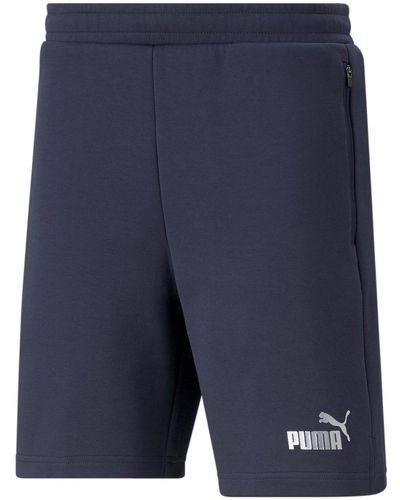 PUMA Shorts kurze Hose Jogginghose mit Taschen aus weicher Baumwolle (0-tlg) - Blau