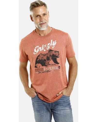 Jan Vanderstorm T-Shirt TAIT mit Grizzly-Print, Comfort Fit - Pink