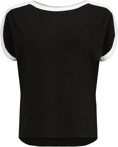 Doris Streich Tunika Long-Shirt Kontrastblenden mit Kontrastverarbeitung - Schwarz
