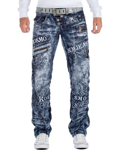 Kosmo Lupo 5-Pocket-Jeans Auffällige Hose BA-KM051 Blau W30/L32
