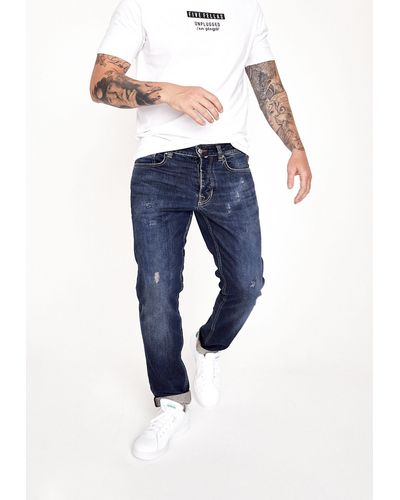 Five Fellas Slim-fit-Jeans DANNY nachhaltig, Italien, Stretch, coole Waschung - Blau