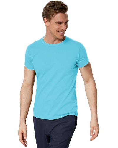 dressforfun T-Shirt Männer Rundhals - Blau