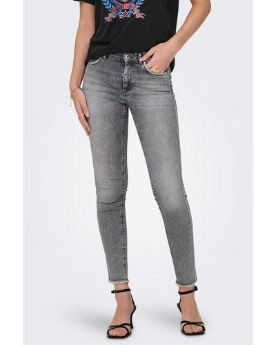 ONLY Fit-Jeans ONLBLUSH MW SKINNY DECO ANK RW REA0918 - Grau