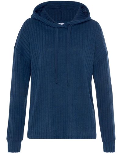 Lascana Hoodie -Kapuzensweatshirt meliert mit Bindeband und überschnittene Schultern, Loungeanzug - Blau