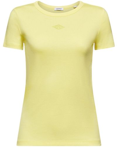 Esprit Baumwoll-T-Shirt mit Logo (1-tlg) - Gelb