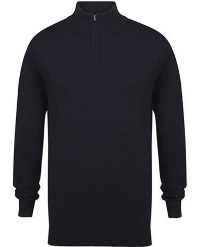 Henbury Sweatshirt Quarter Zip Jumper / Feinstrick, Viertel-Reißverschlu - Blau
