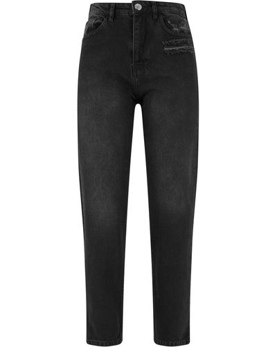 2Y Premium Bequeme Hanna Mom Jeans (1-tlg) - Schwarz