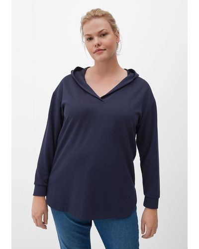 TRIANGL Sweatshirt Hoodie mit V-Neck Stickerei - Blau