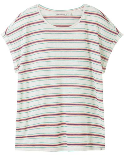 Tom Tailor Kurzarmshirt crispy stripe T-Shirt - Weiß
