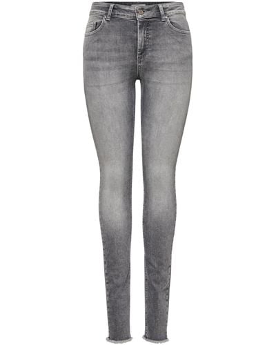 ONLY 7/8-Jeans Blush (1-tlg) Patches, Weiteres Detail, Fransen, Plain/ohne Details - Grau