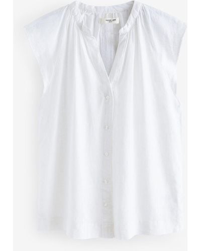Next Blusentop Button-down-Hemd aus Leinengemisch (1-tlg) - Weiß