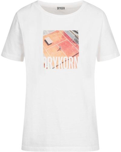 DRYKORN Kurzarmshirt T-Shirt ANSIA mit Front-Print - Weiß