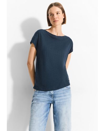 Cecil T-Shirt mit längerem Hinter-Schnitt - Blau