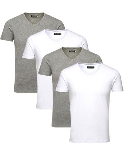Jack & Jones T-Shirt (Spar Set, 4er-Pack) Basic Shirts, mit V-Ausschnitt - Weiß