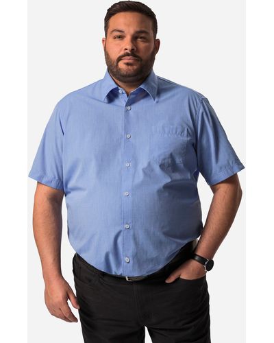 Men Plus Plus Kurzarmhemd Men+ Businesshemd Halbarm EasyCare Kentkragen - Blau
