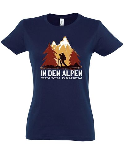 Youth Designz T- in Den Alpen Bin Ich Daheim Shirt mit trendigem Frontprint - Blau