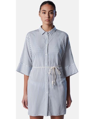 North Sails Shirtkleid Gestreiftes Kimono-Hemdblusenkleid mit klassischem Design - Weiß