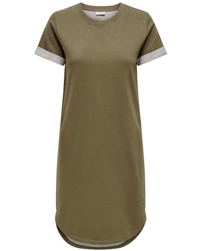 Jacqueline De Yong Lockeres Kleid Shirtkleid JDYIVY Rundhals Midi Dress Tunika - Grün
