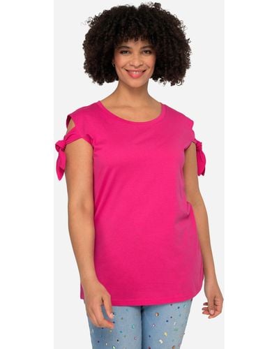 Angel of Style Rundhalsshirt T-Shirt Schulter CutOut Rundhals Halbarm - Pink