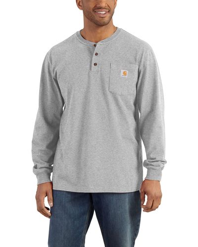 Carhartt Langarmshirt Loose Fit Heavyweight Long-Sleeve Pocket Henley T-Shirt Adult - Grau