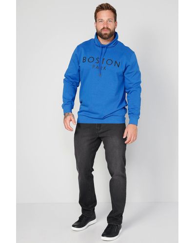 Boston Park Sweatshirt Stehkragen Schriftzug - Blau