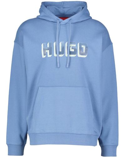 HUGO Sweatshirt Hoodie DIQERIO Relaxed Fit (1-tlg) - Blau