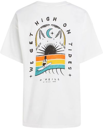 O'neill Sportswear Kurzarmshirt Oneill W Beach Vintage High On Tides T-shirt - Weiß