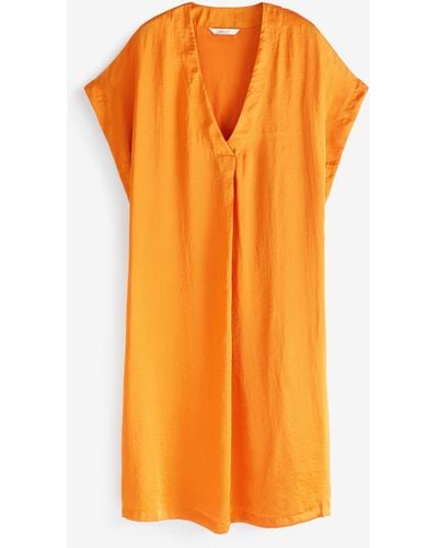 Next Satinkleid Satin-Strandkleid im Kaftan-Stil (1-tlg) - Orange